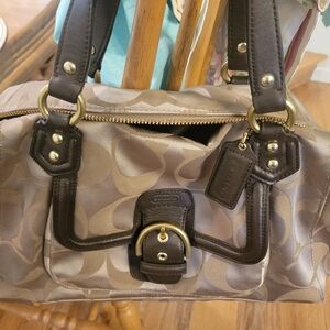 Coach Signature Brown and Tan Satchel